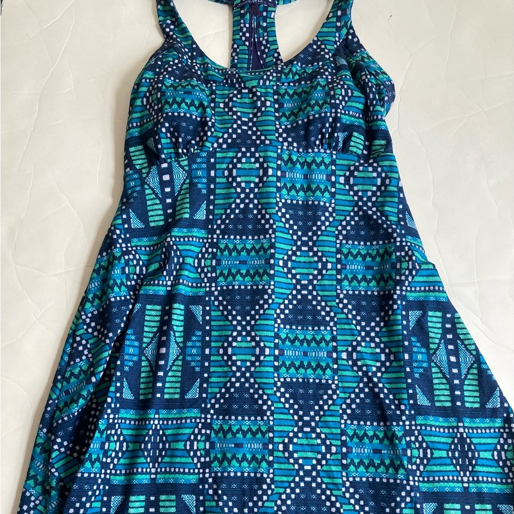 PrAna geometric print maxi dress built in bra size small